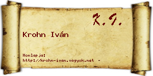 Krohn Iván névjegykártya