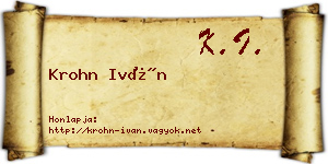 Krohn Iván névjegykártya